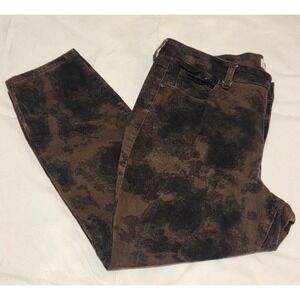 Wonderly‎ Mid-Rise Skinny Ankle Jeans Size 18 Brown Black Marble Wash Women's